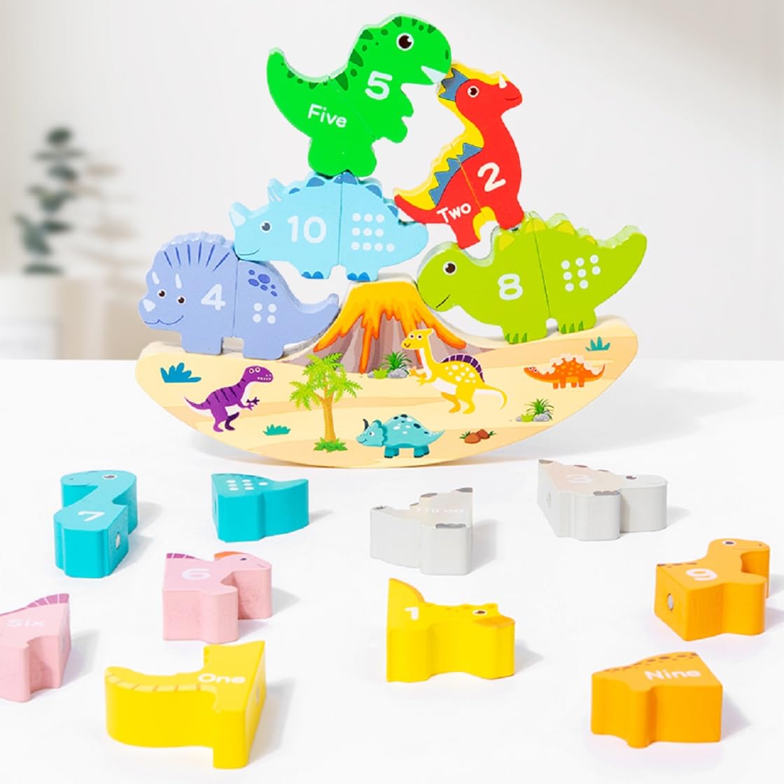 Bloques Apilables Montessori Dinosaurios Magnéticos de Madera - Venta Internacional