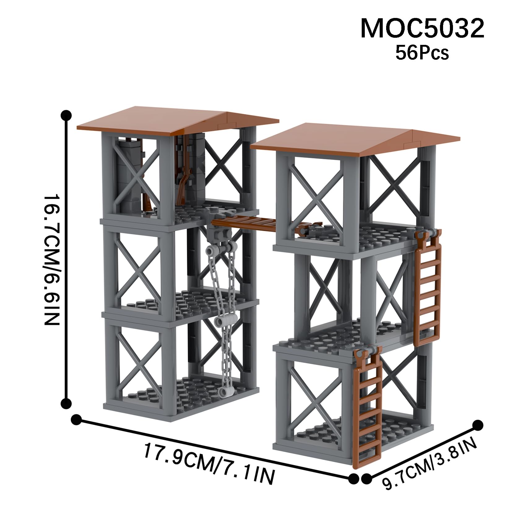 Foto 3 pulgar | Set de Bloques Mooxi Ww2 Military Sentry Tower 56 Piezas - Venta Internacional