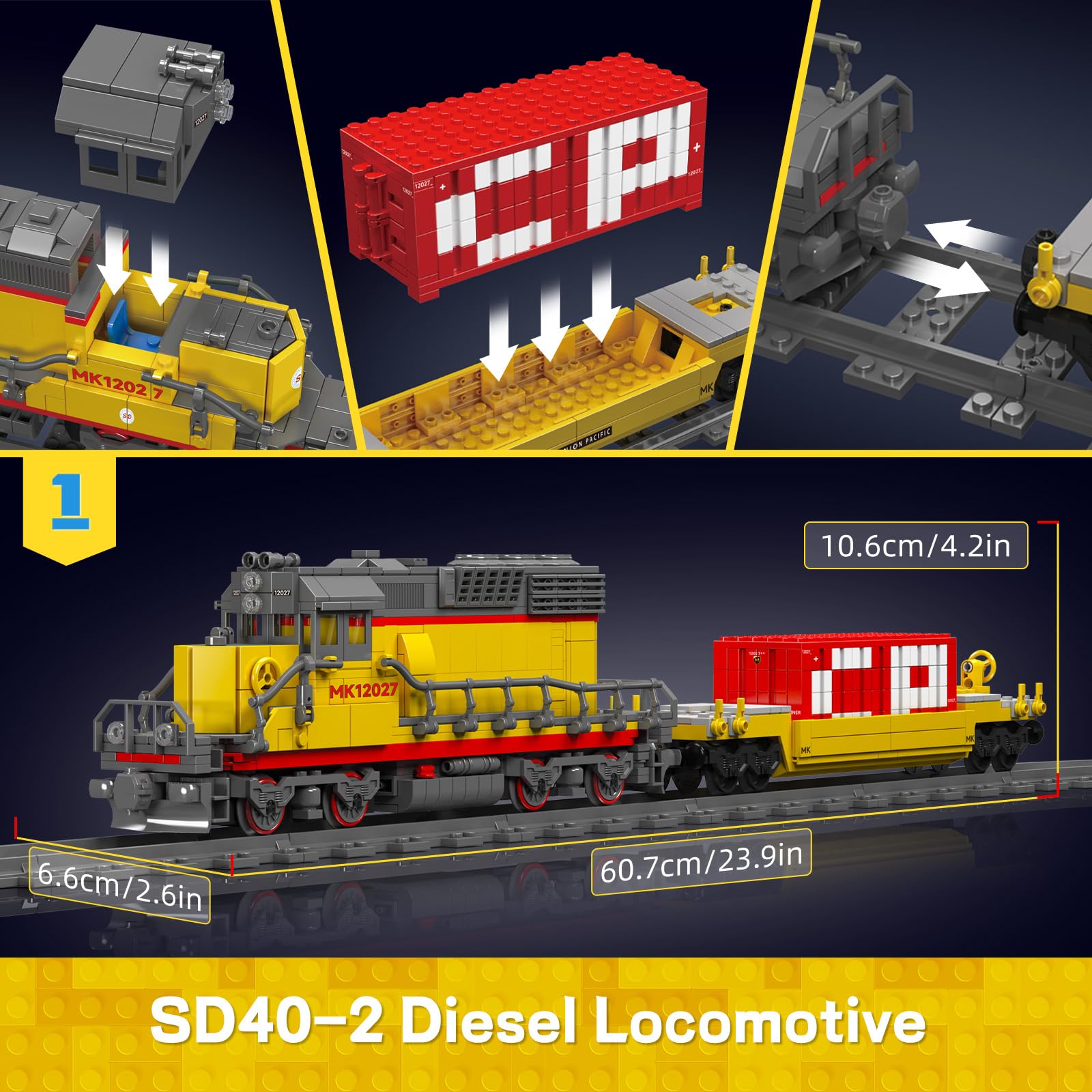 Foto 4 pulgar | Set de Construcción Mould King 12027 Locomotora Diésel con Remolque 1170 Piezas - Venta Internacional