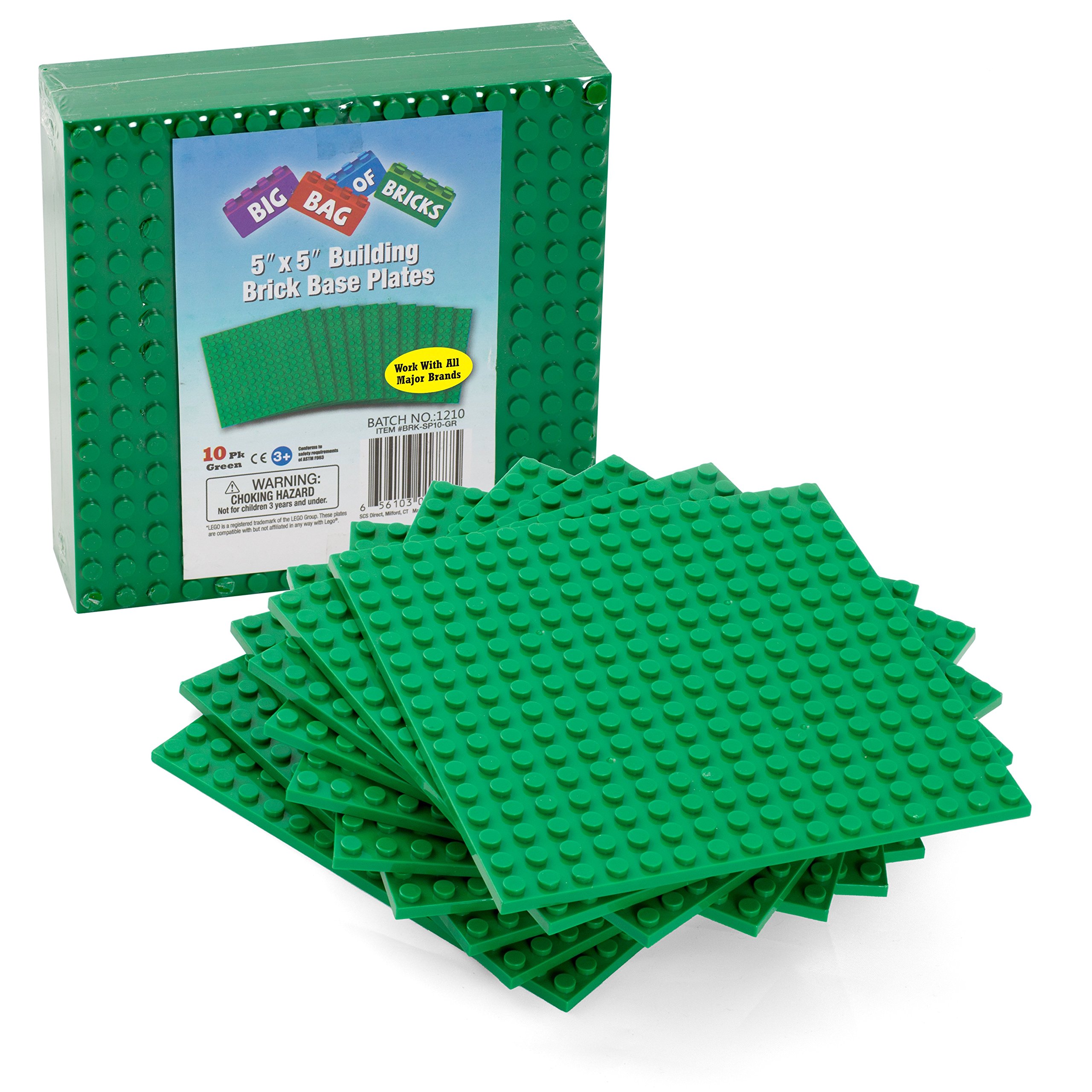 Bloques De Construcción: Placas Base Scs Direct Green, 5 X 5 Unidades (10 Unidades) - Venta Internacional.