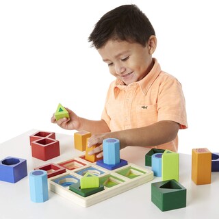 Foto 2 | Set De Clasificación De Madera Con Forma De Melissa & Doug, Con 18 Bloques - Venta Internacional.