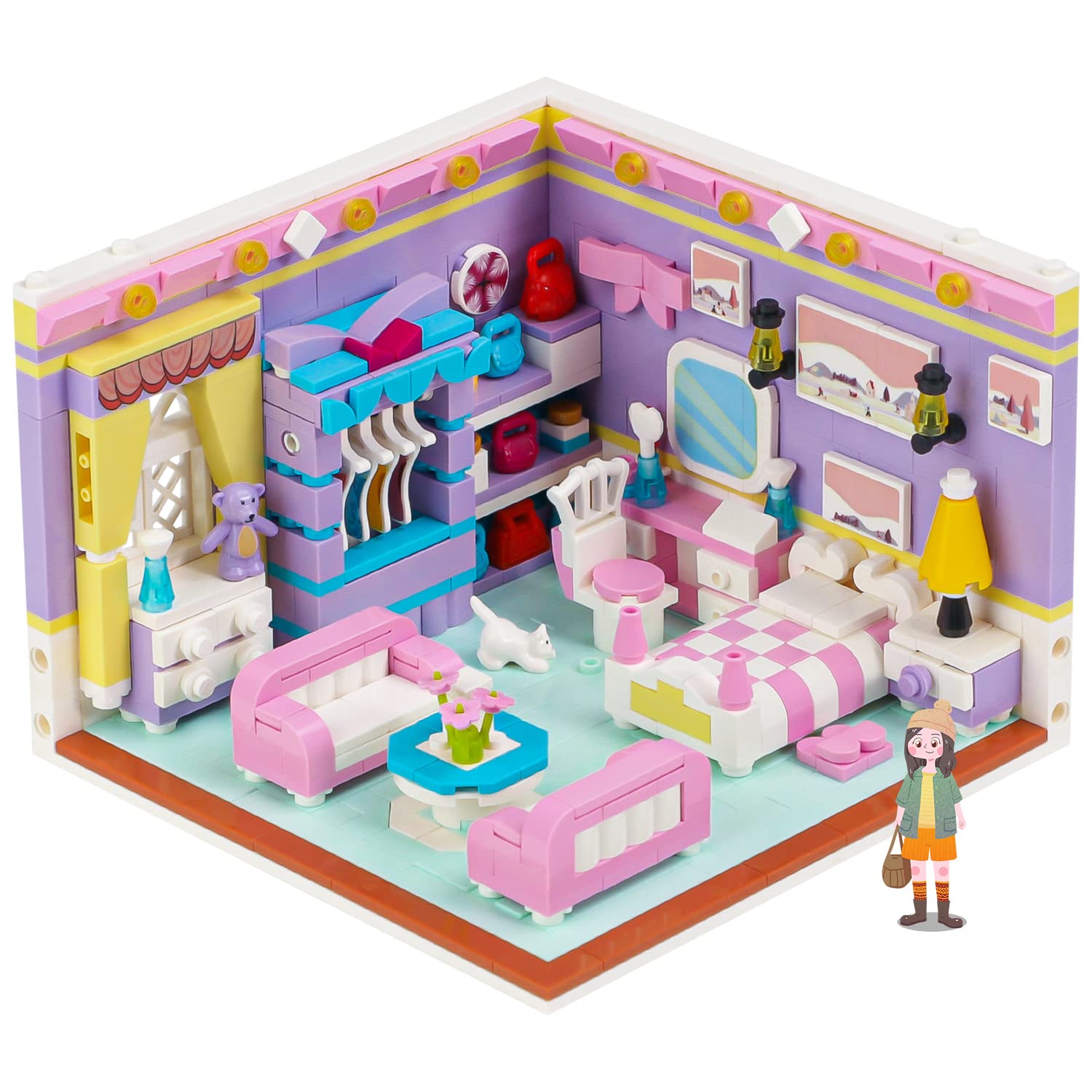 Set De Bloques De Construcción Pinkbee Friends House Con Dormitorio Pequeño - Venta Internacional.