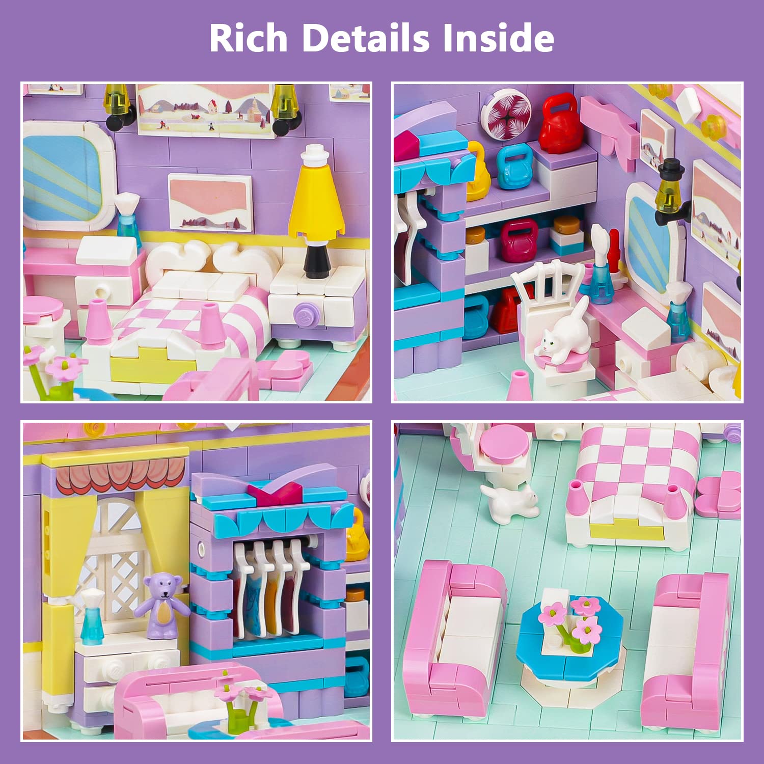 Foto 4 pulgar | Set De Bloques De Construcción Pinkbee Friends House Con Dormitorio Pequeño - Venta Internacional.