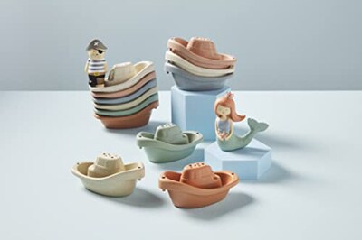 Foto 3 | Set De Barcos Apilables De Juguetes Para Niños, Diseño De Tarta De Barro, Pirata - Venta Internacional.
