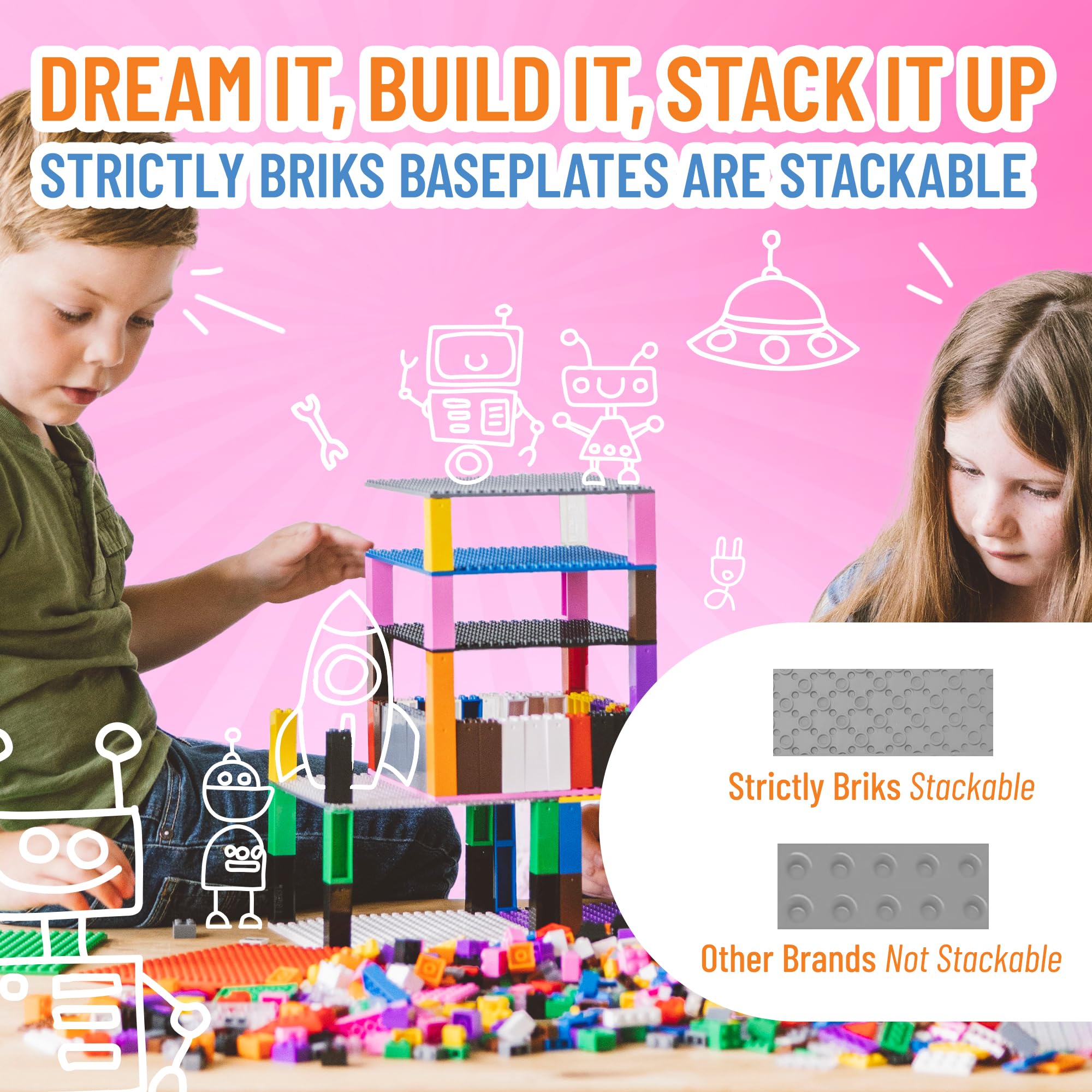 Foto 6 pulgar | Placas Base Strictly Briks Classic Apilables De 6 X 6 Pulgadas (paquete De 4) - Venta Internacional.