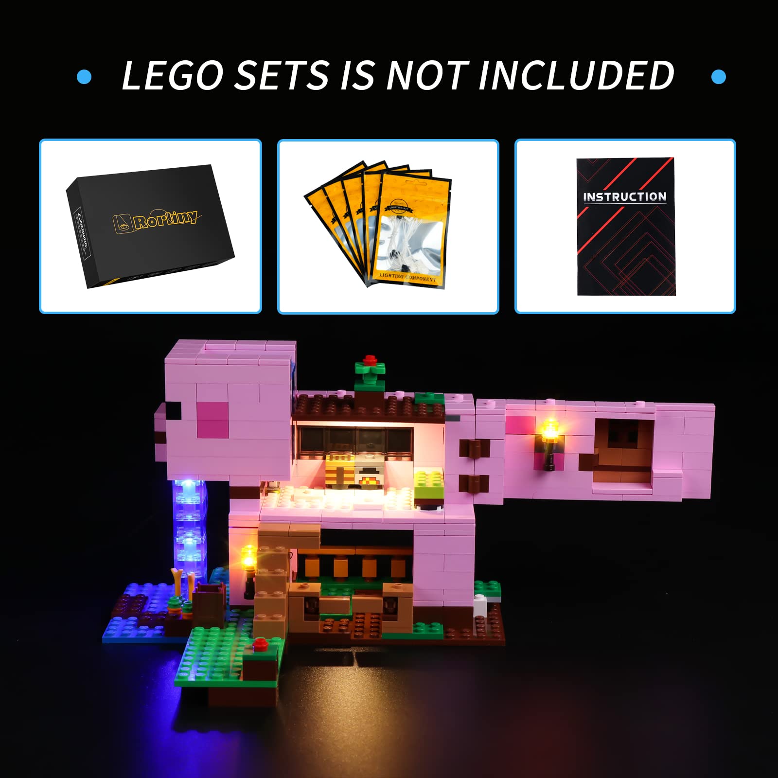 Foto 3 pulgar | Kit De Luces Led Rorliny Para Lego Minecraft The Pig House 21170 - Venta Internacional.