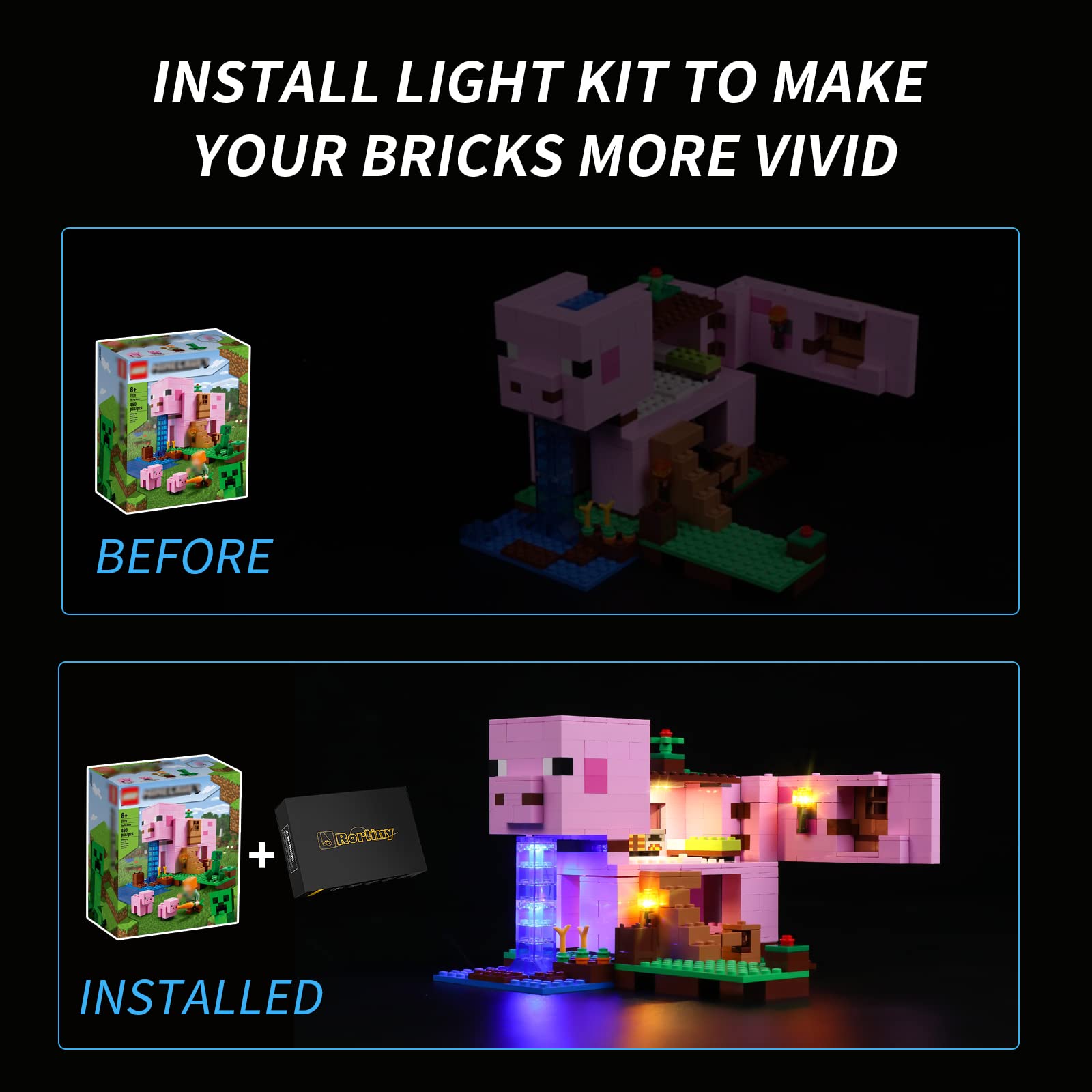 Foto 4 pulgar | Kit De Luces Led Rorliny Para Lego Minecraft The Pig House 21170 - Venta Internacional.