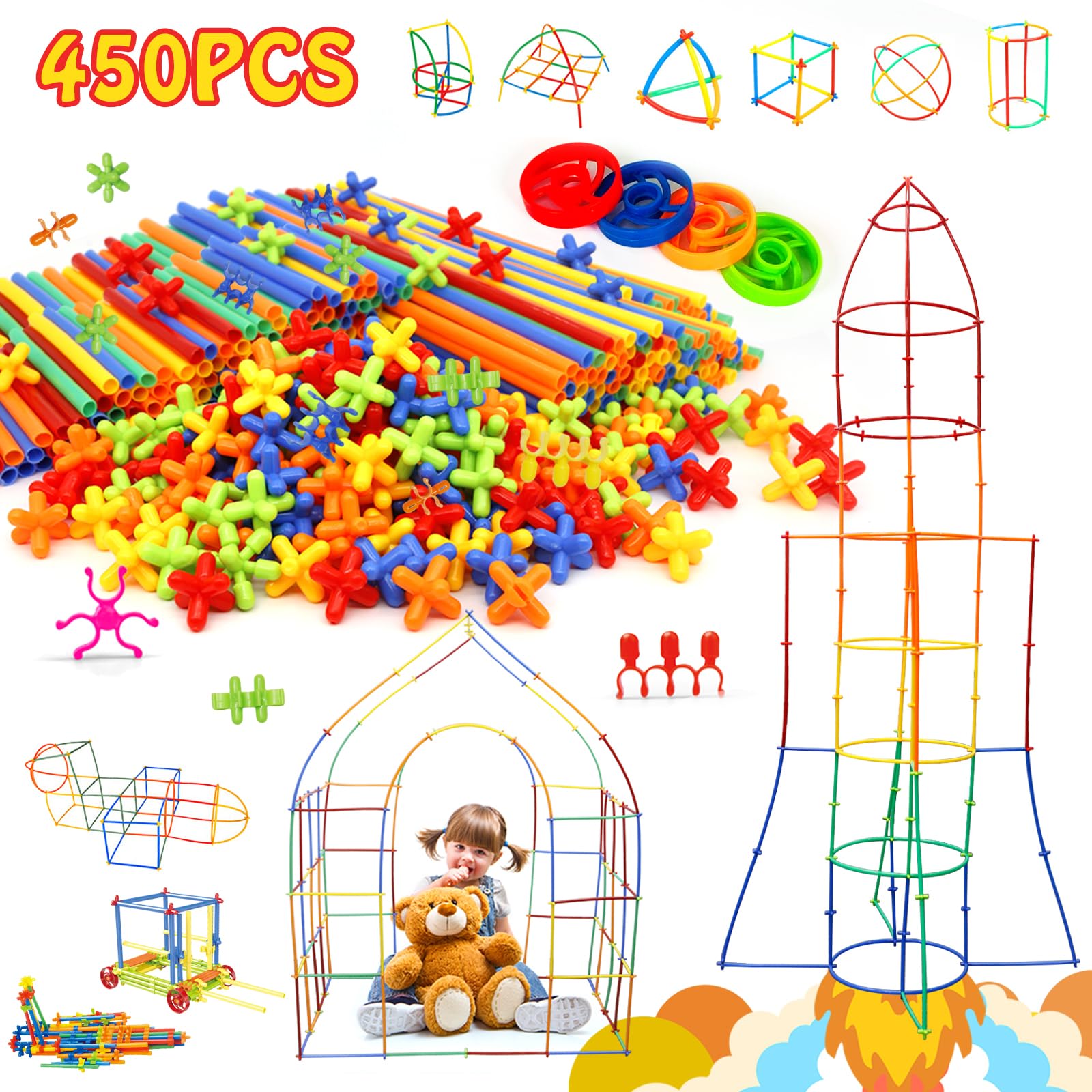 Foto 2 pulgar | Juguetes De Construcción Straw Stem Ggiibro, 450 Unidades, Para Niños De 3 A 7 Años - Venta Internacional.
