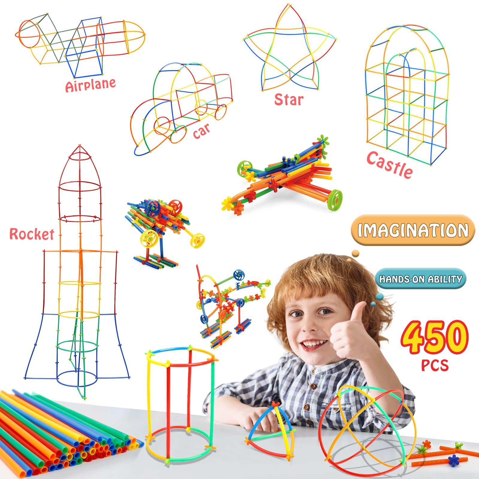 Foto 4 pulgar | Juguetes De Construcción Straw Stem Ggiibro, 450 Unidades, Para Niños De 3 A 7 Años - Venta Internacional.