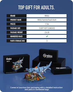 Foto 5 | Juguete De Construcción Nifeliz Hammerhead Shark Con Animales Marinos 1144 Piezas - Venta Internacional.