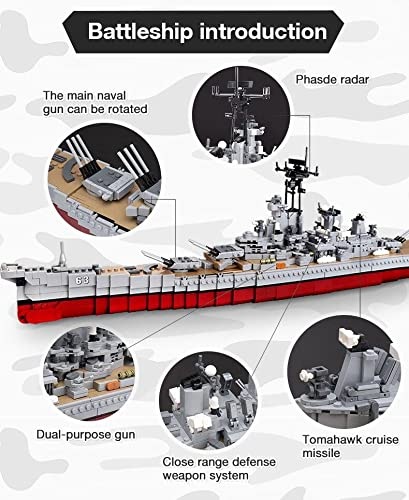 Foto 5 pulgar | Set De Juguetes Building Blocks Uss Missou De La Segunda Guerra Mundial Del General Jim - Venta Internacional.