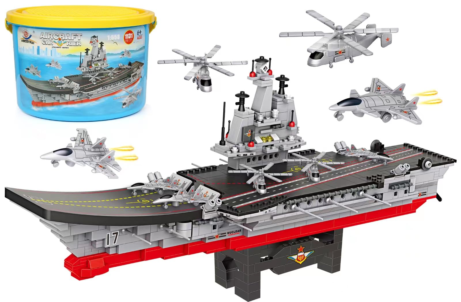 Juego De Bloques De Construcción De Juguete Para Portaaviones Con Caja De Almacenamiento - Venta Internacional.