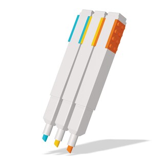 Foto 2 | Marcadores De Papelería Lego 3 Pack Con Ladrillos De Construcción 4x2 - Amarillo, Naranja Y Azul - Venta Internacional.