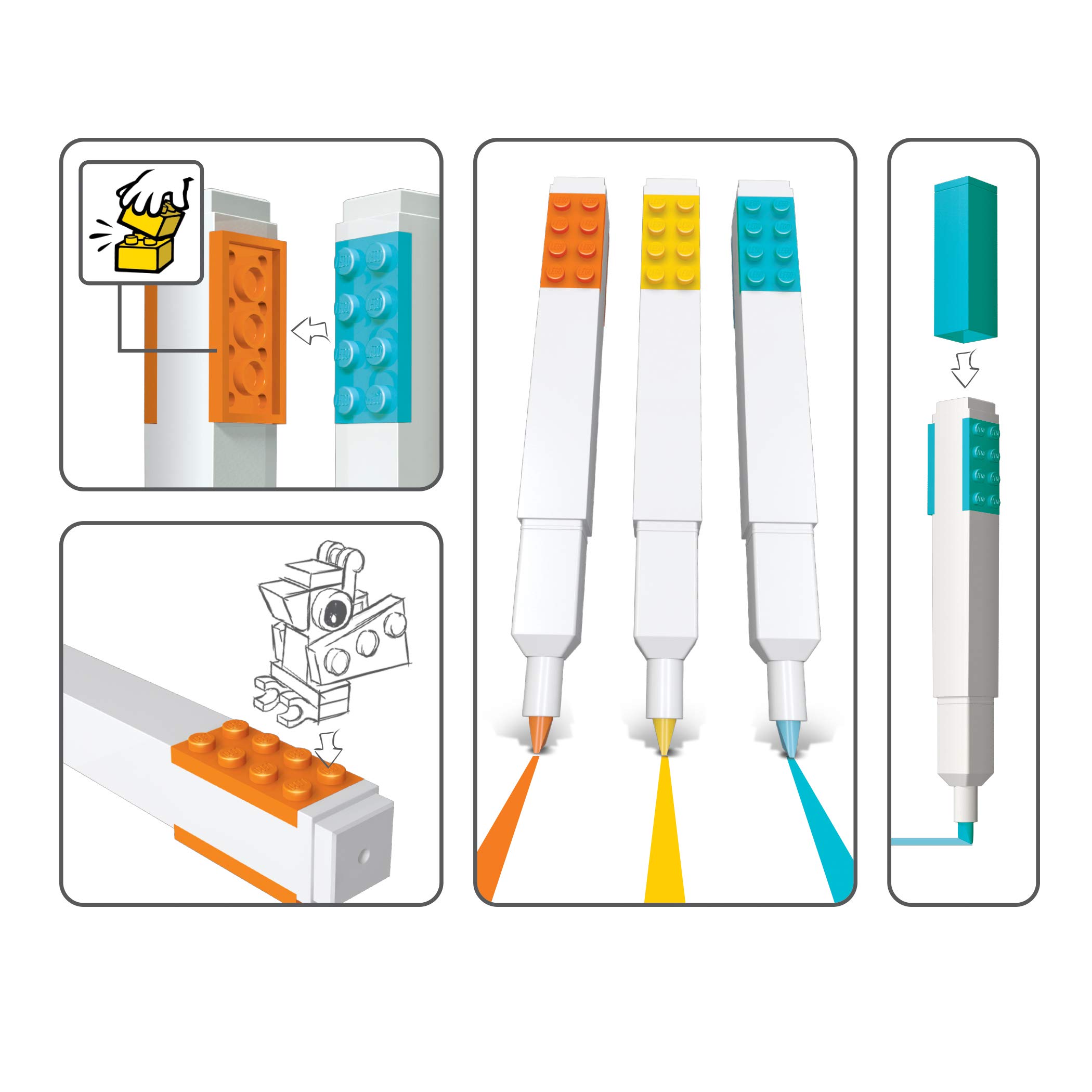 Foto 6 pulgar | Marcadores De Papelería Lego 3 Pack Con Ladrillos De Construcción 4x2 - Amarillo, Naranja Y Azul - Venta Internacional.