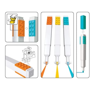 Foto 5 | Marcadores De Papelería Lego 3 Pack Con Ladrillos De Construcción 4x2 - Amarillo, Naranja Y Azul - Venta Internacional.