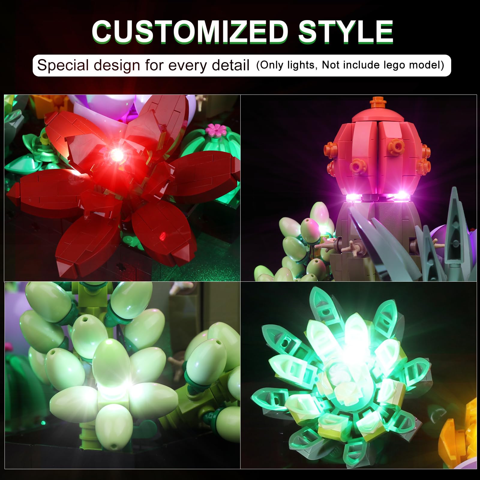 Foto 4 pulgar | Kit De Luces Led Rorliny Para Decoración De Plantas Lego Suculentas 10309 - Venta Internacional.