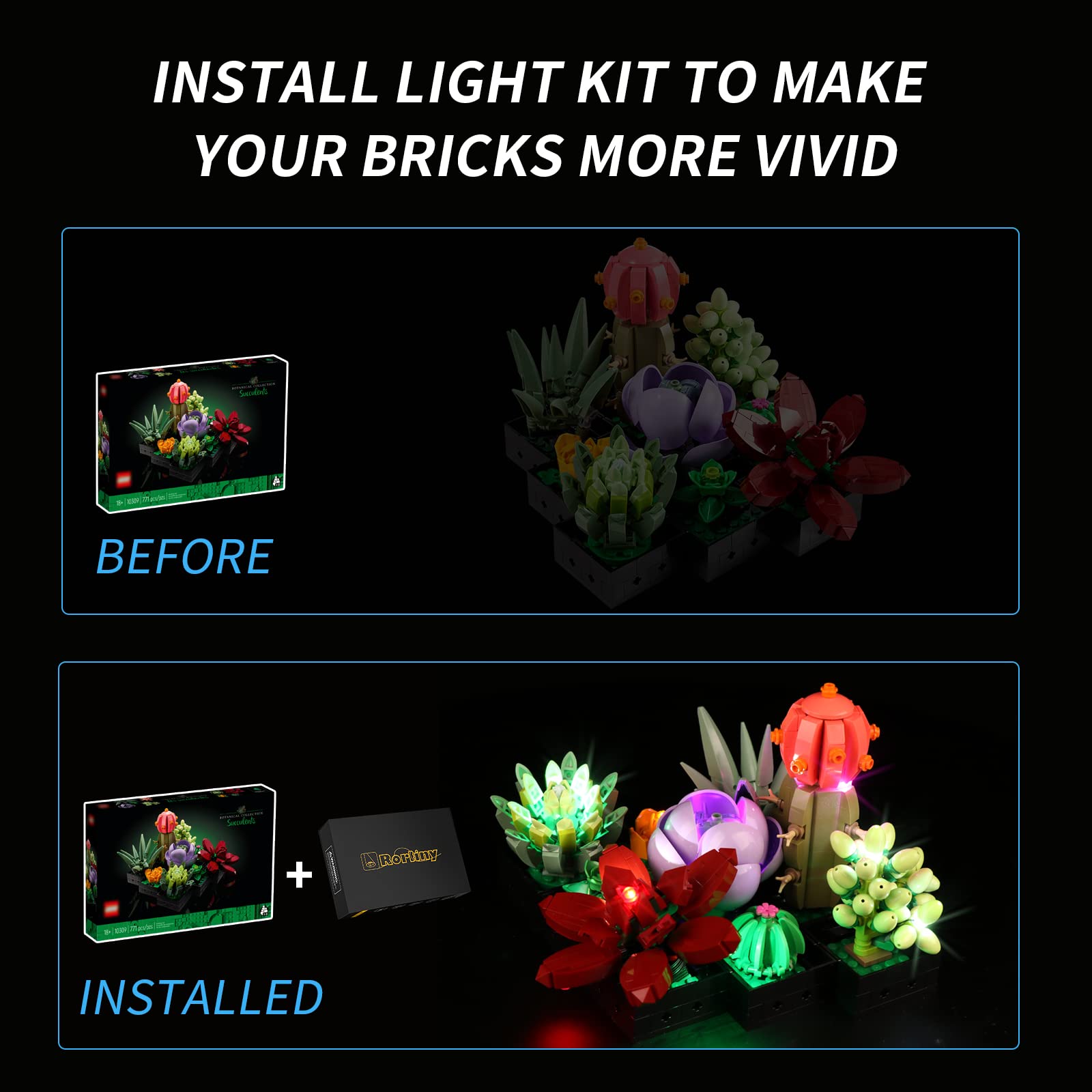 Foto 6 pulgar | Kit De Luces Led Rorliny Para Decoración De Plantas Lego Suculentas 10309 - Venta Internacional.