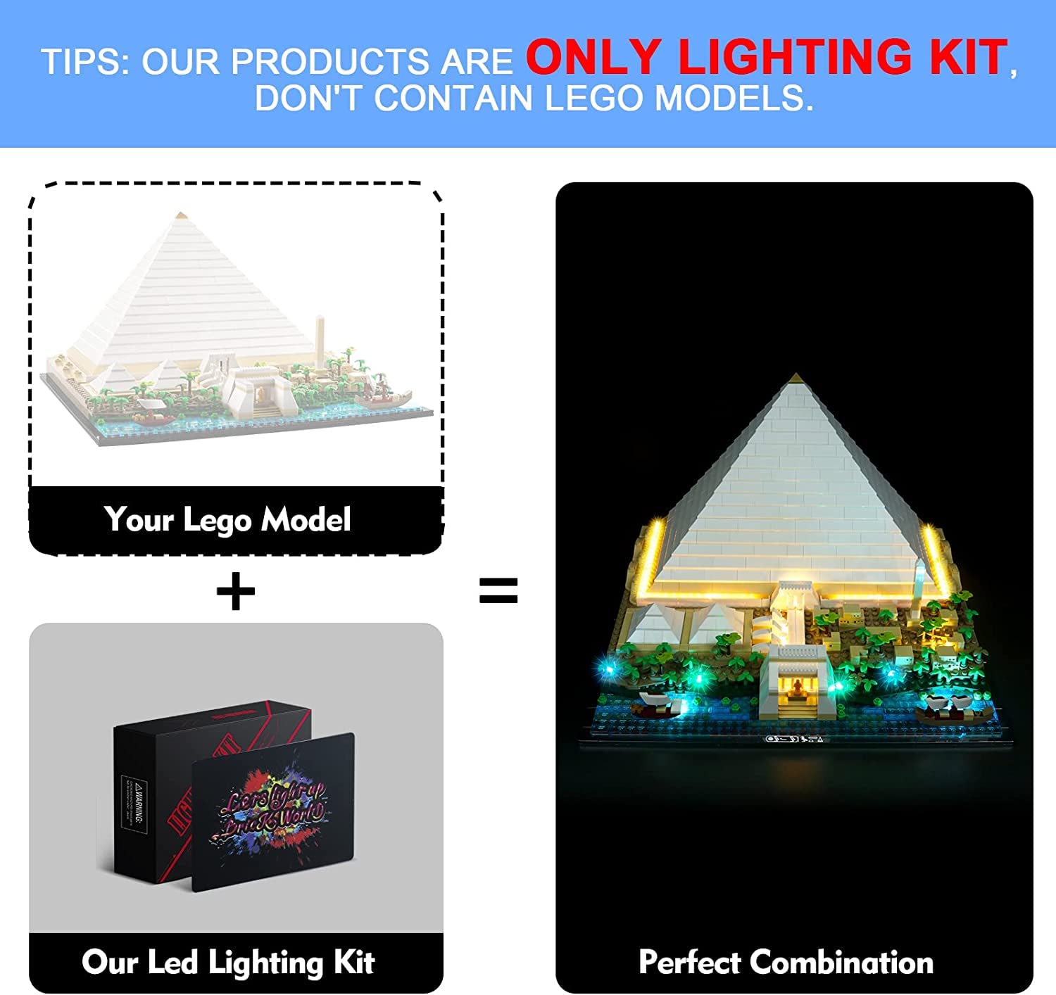 Foto 7 | Kit De Luces Led Para Lego 21058 Gran Pirámide De Giza De Vonado - Venta Internacional.