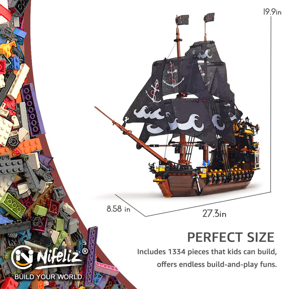 Foto 3 pulgar | Kit De Bloques De Construcción Nifeliz Pirates, Modelo De Barco (1334 Piezas) - Venta Internacional.