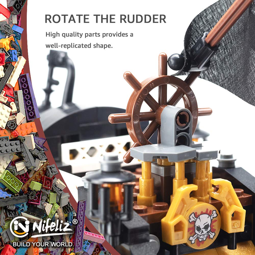 Foto 3 | Kit De Bloques De Construcción Nifeliz Pirates, Modelo De Barco (1334 Piezas) - Venta Internacional.