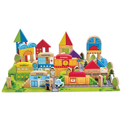 Building Blocks Hape City 125 Unidades Con Mapa Para Niños Pequeños A Partir De 3 Años - Venta Internacional.