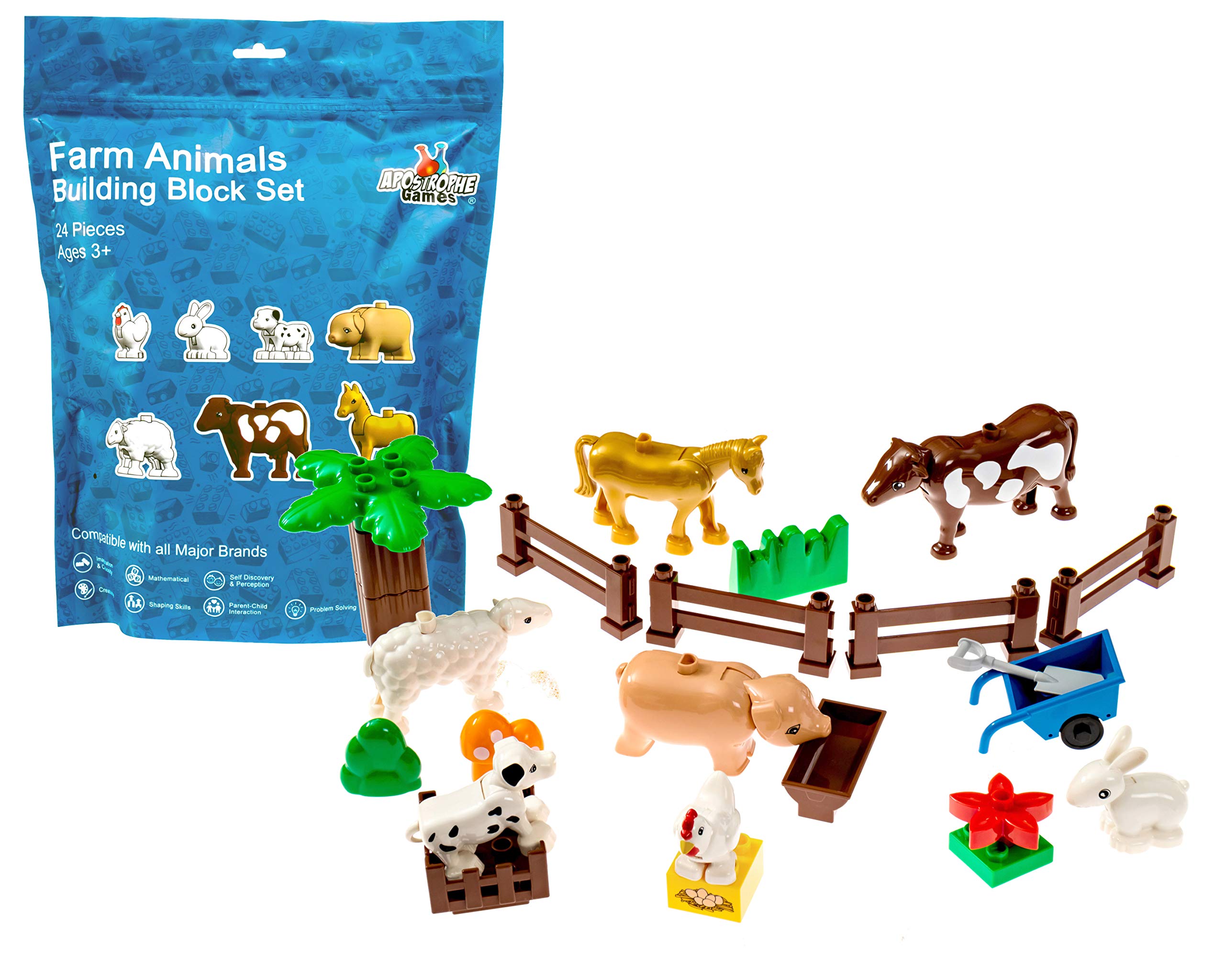 Set De Bloques De Construcción Apostrophe Games Farm Animals, 24 Piezas - Venta Internacional.