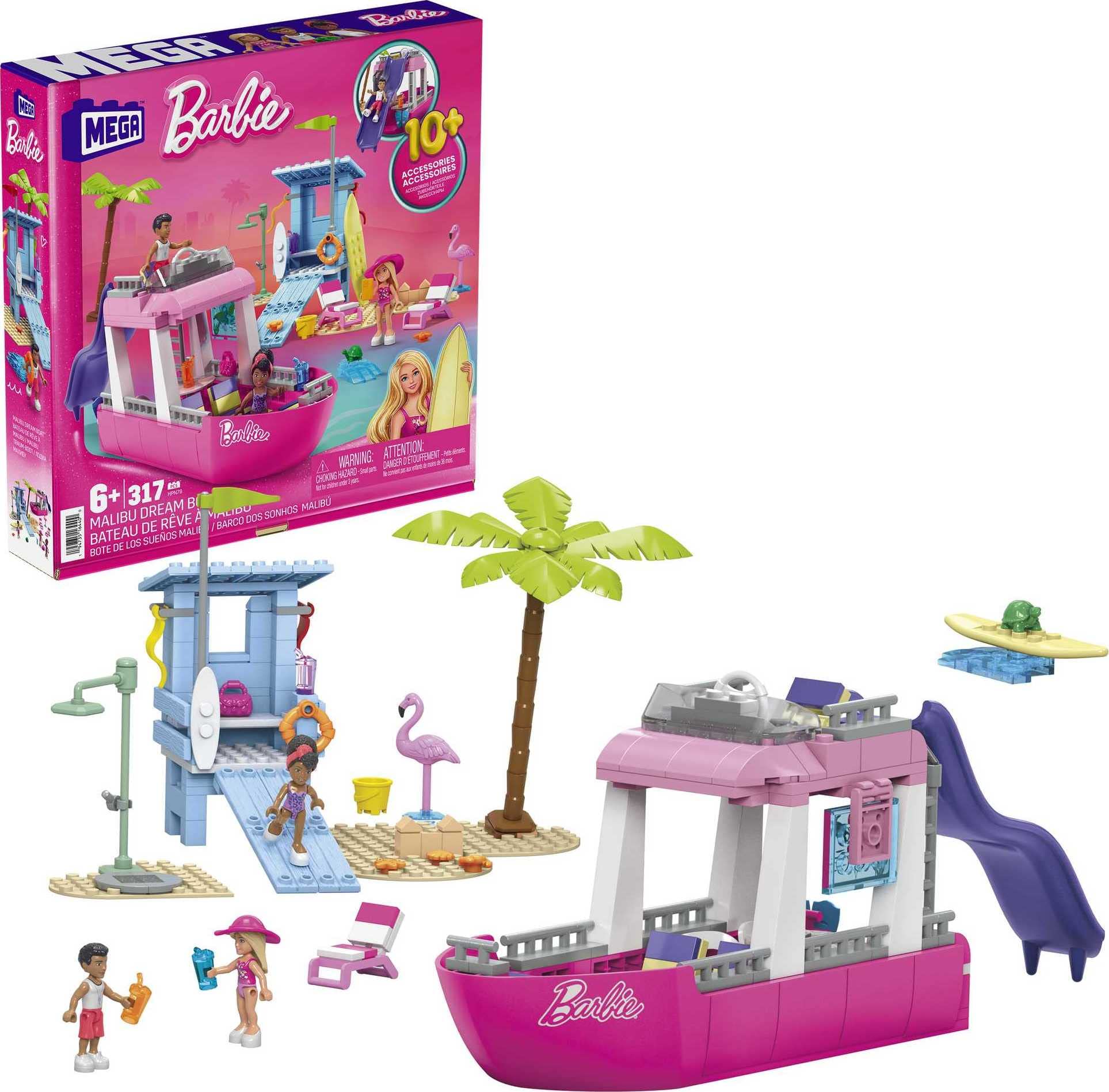 Set De Juguetes De Construcción Mega Barbie Malibu Dream Boat 317 Piezas - Venta Internacional.