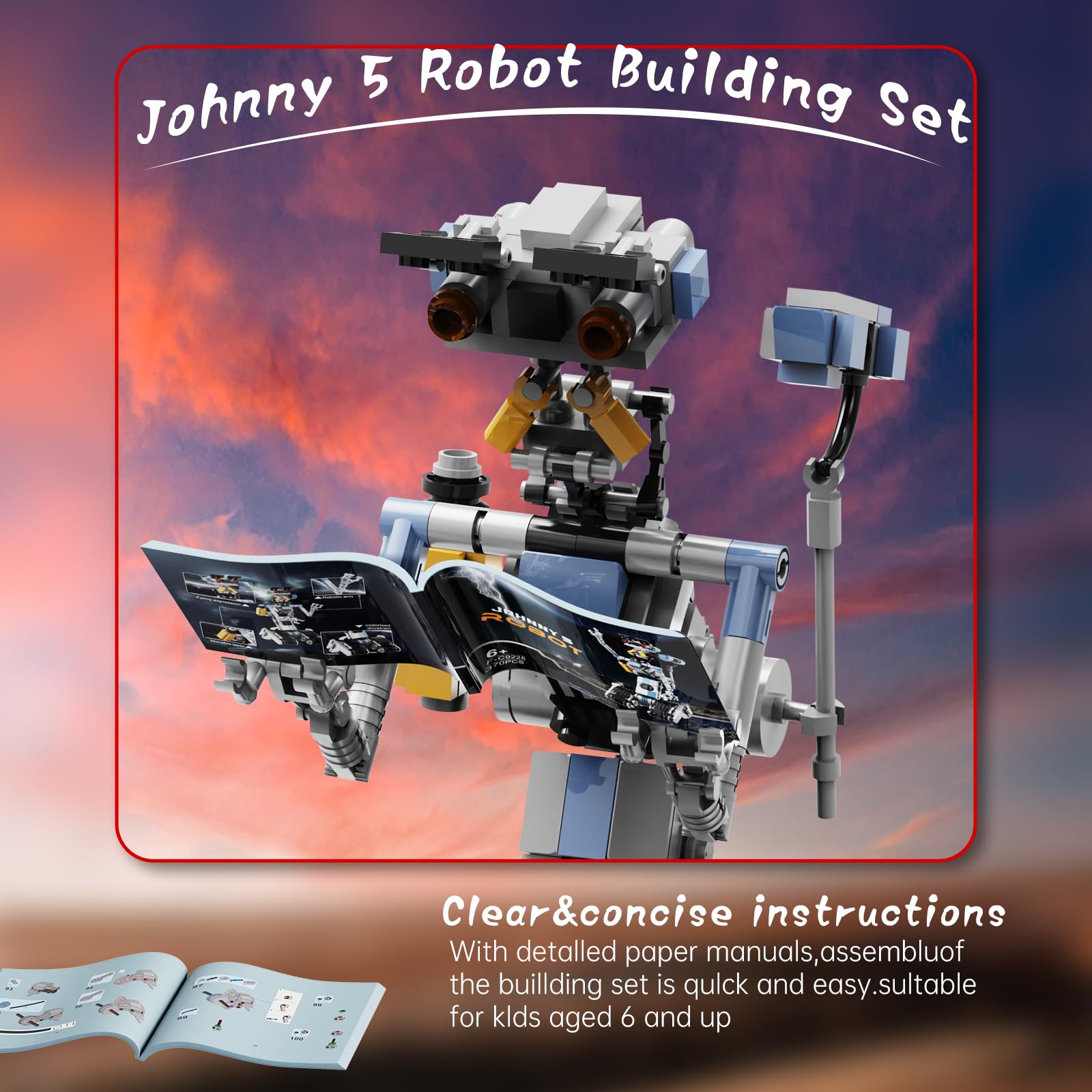 Foto 3 | Set De Bloques De Construcción Vonado Johnny 5 Robot 370 Piezas - Venta Internacional.