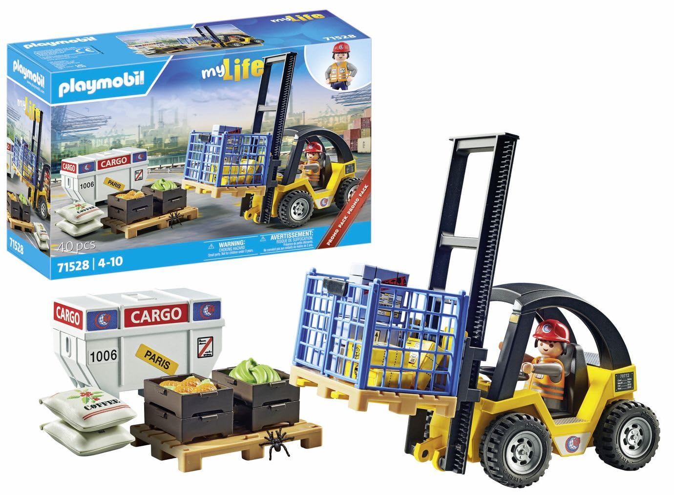 Carretilla Elevadora Playmobil Con Carga Para Niños Mayores De 4 Años - Venta Internacional.