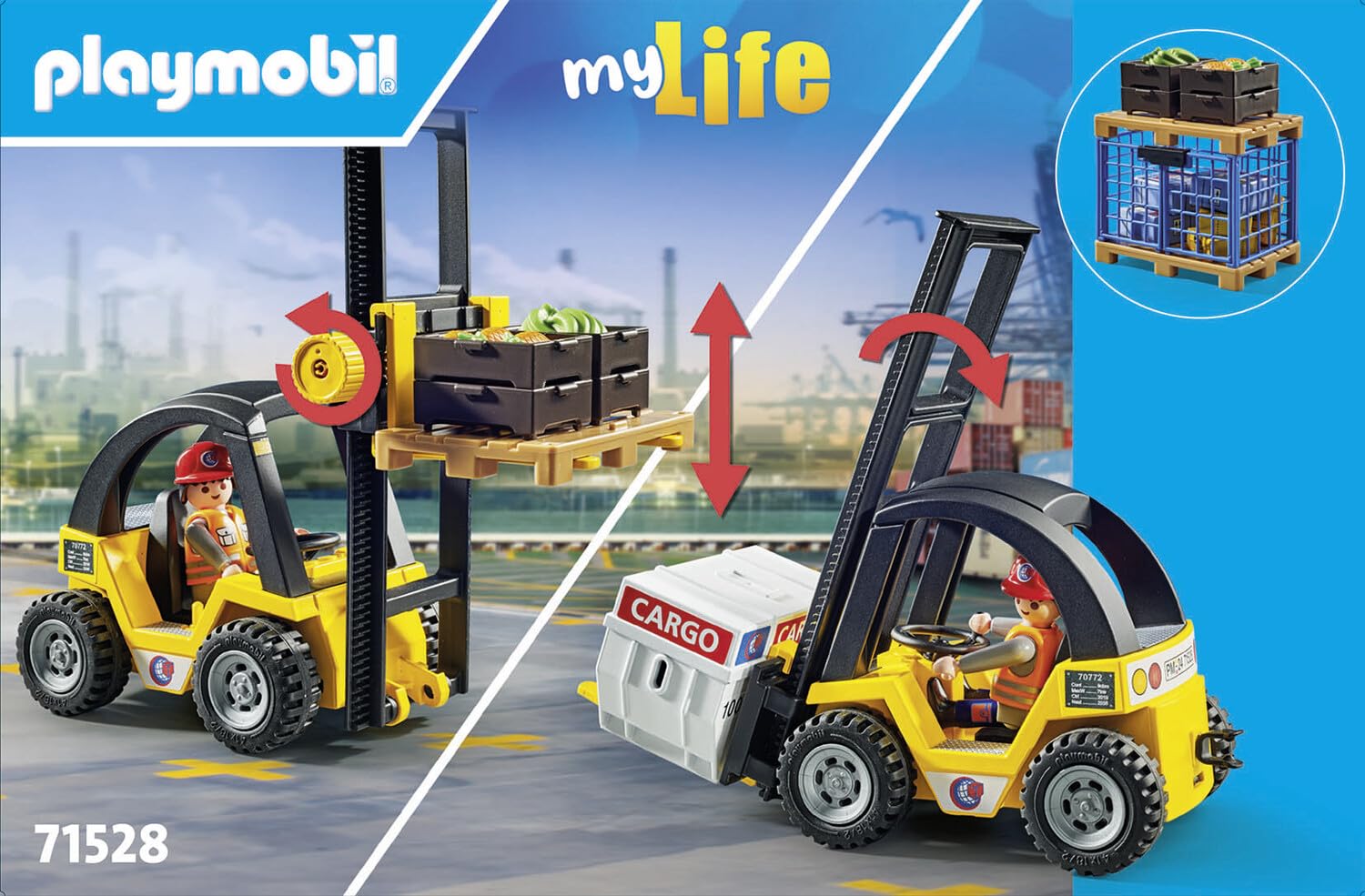 Foto 5 | Carretilla Elevadora Playmobil Con Carga Para Niños Mayores De 4 Años - Venta Internacional.