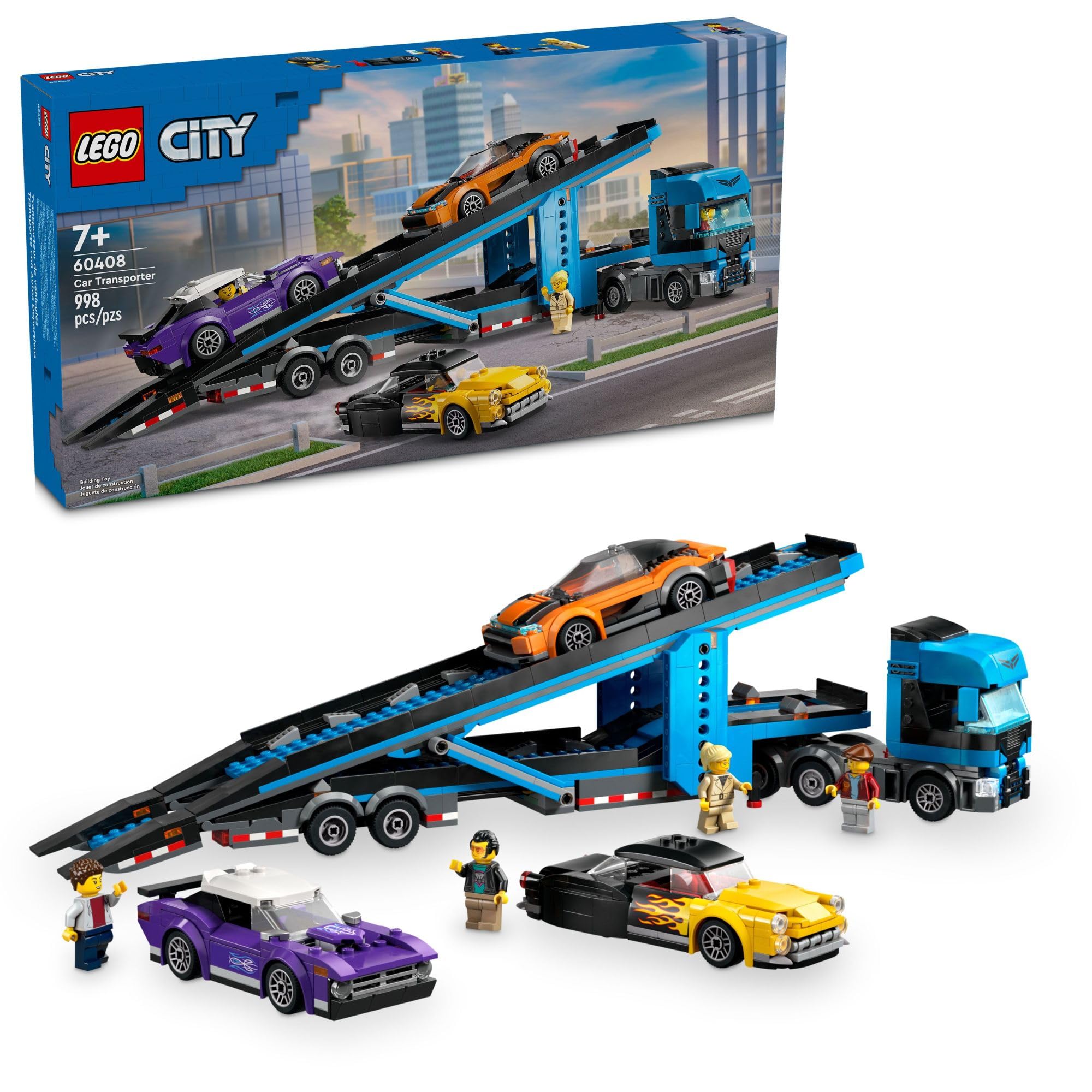 Foto 2 pulgar | Set De Coche De Juguete Lego City Car Transporter Truck Con Coches Deportivos - Venta Internacional.