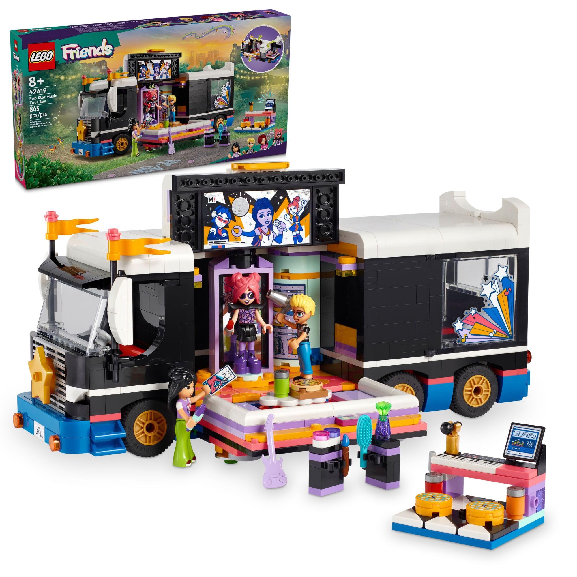 Foto 1 | Autobús Lego Friends Pop Star Music Tour De Juguete Con 4 Minimuñecas Para Mayores De 8 Años - Venta Internacional.