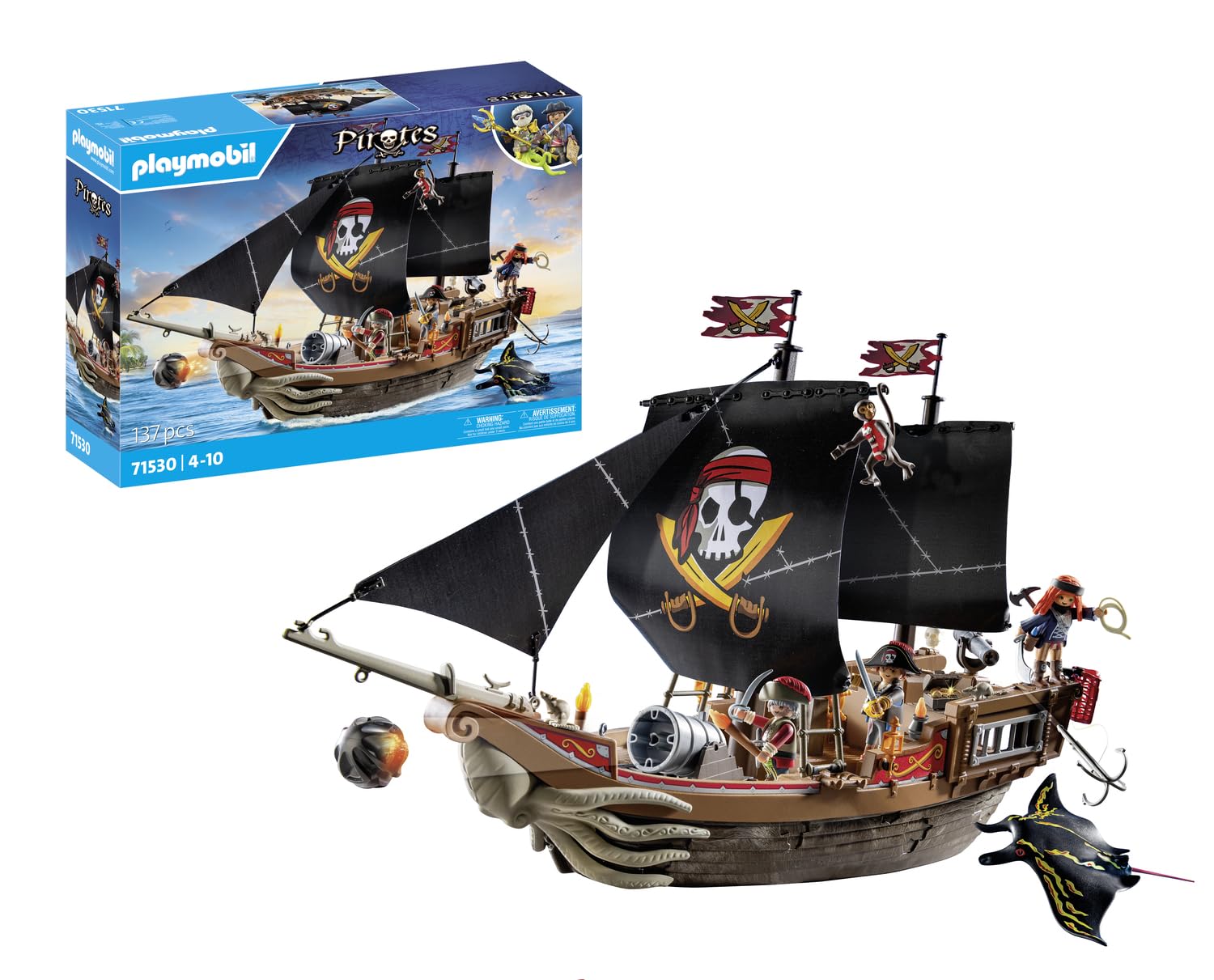 Foto 2 pulgar | Barco Pirata Grande Toy Playmobil Pirates Con Accesorios - Venta Internacional.