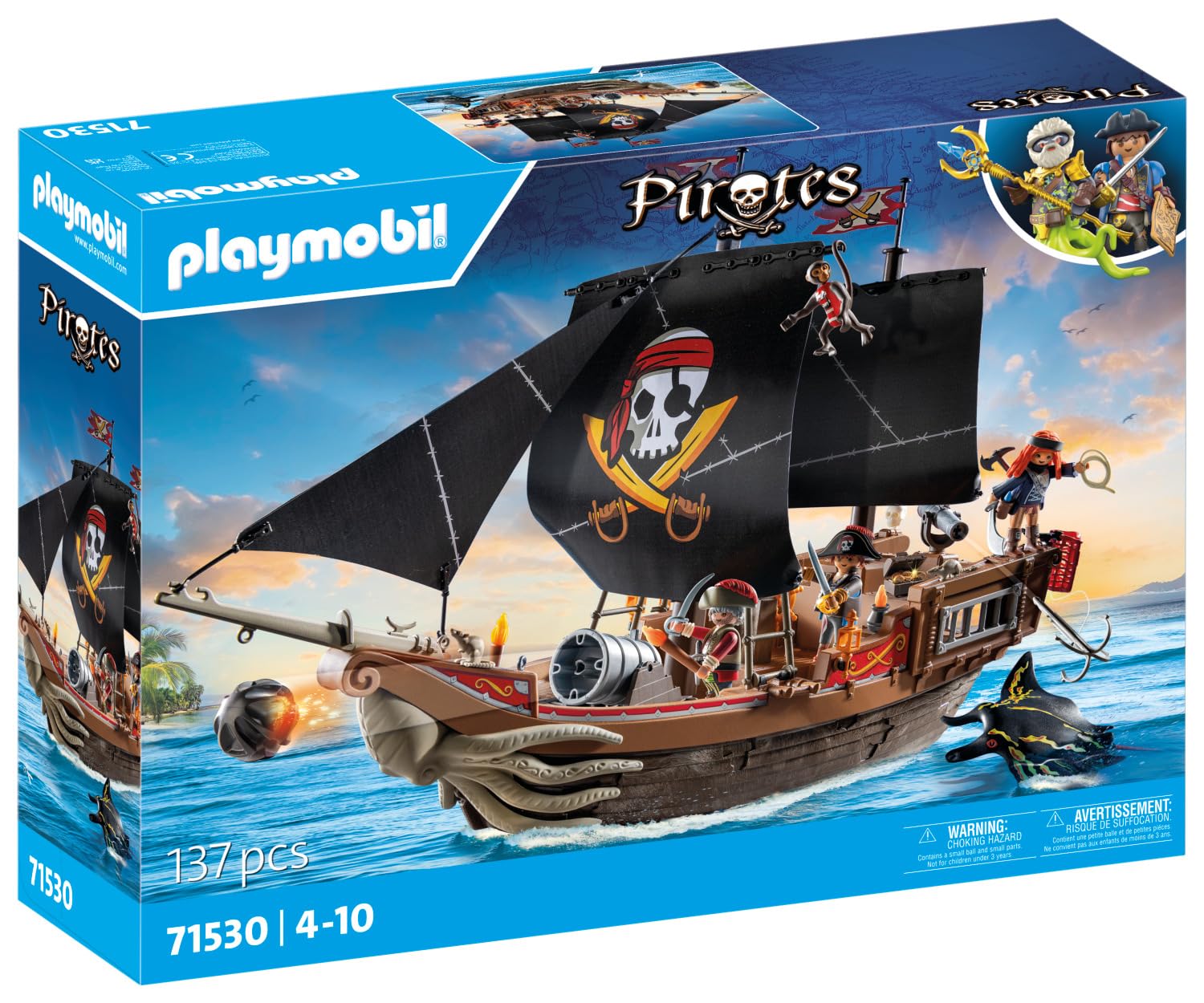 Foto 2 | Barco Pirata Grande Toy Playmobil Pirates Con Accesorios - Venta Internacional.