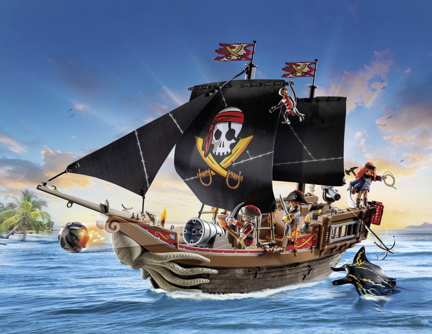 Foto 4 pulgar | Barco Pirata Grande Toy Playmobil Pirates Con Accesorios - Venta Internacional.