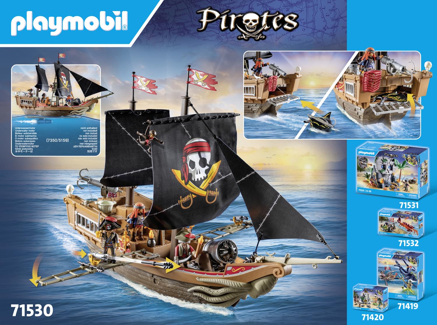 Foto 6 pulgar | Barco Pirata Grande Toy Playmobil Pirates Con Accesorios - Venta Internacional.