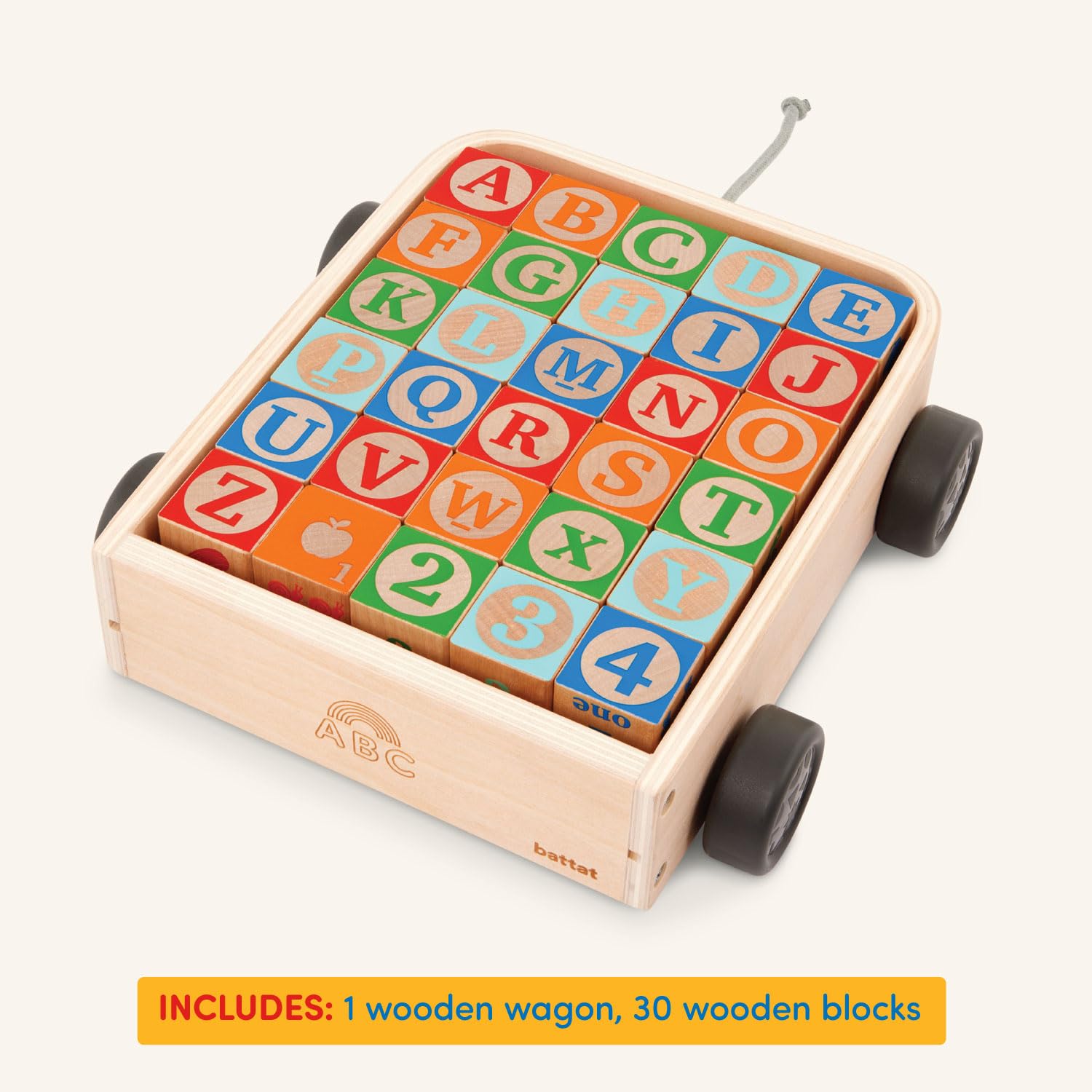 Foto 5 | Block Wagon Battat Wooden Abc 26 En Mayúscula Y Minúscula, 4 Números - Venta Internacional.