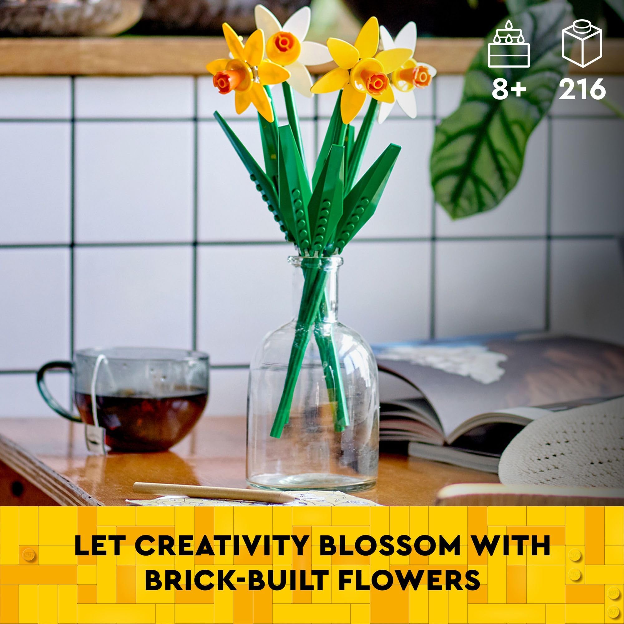 Foto 2 | Regalo De Celebración De Narcisos Lego, Narcisos Amarillos Y Blancos - Venta Internacional.