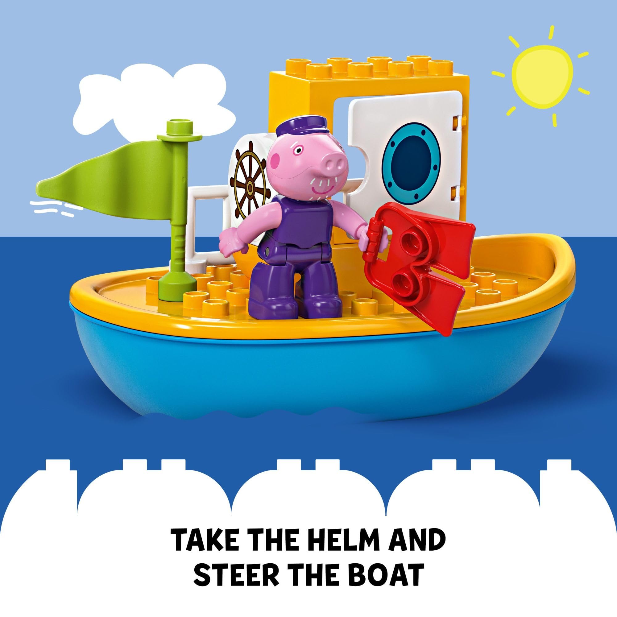Foto 6 pulgar | Set De Aprendizaje Con Bloques De Construcción Lego Duplo Peppa Pig Boat Trip - Venta Internacional.