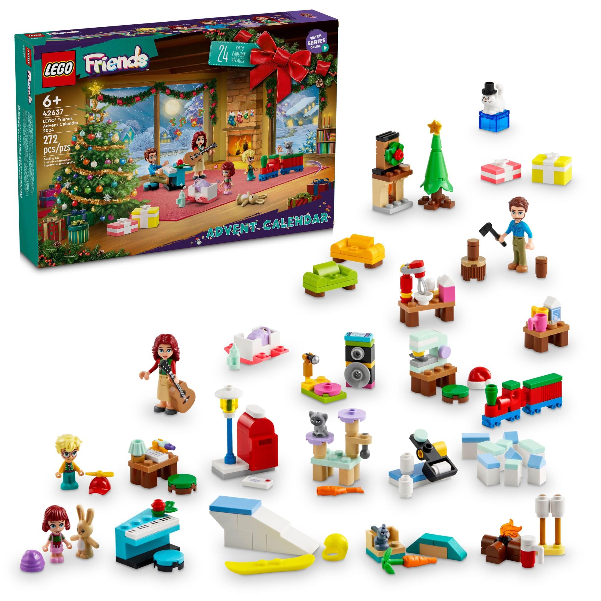 Calendario De Adviento Lego Friends 2024 Con 5 Personajes Y 3 Animales - Venta Internacional.
