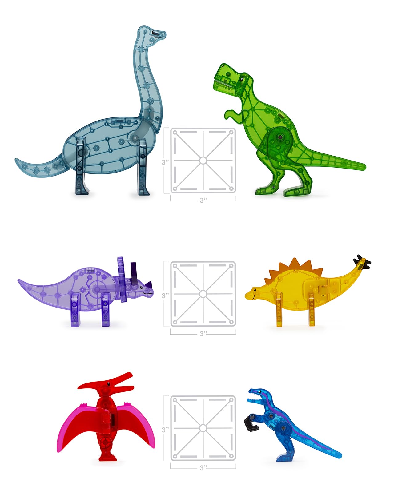 Foto 5 pulgar | Set De Construcción Magna-tiles Dino World Xl De 50 Piezas Con 6 Dinosaurios - Venta Internacional.