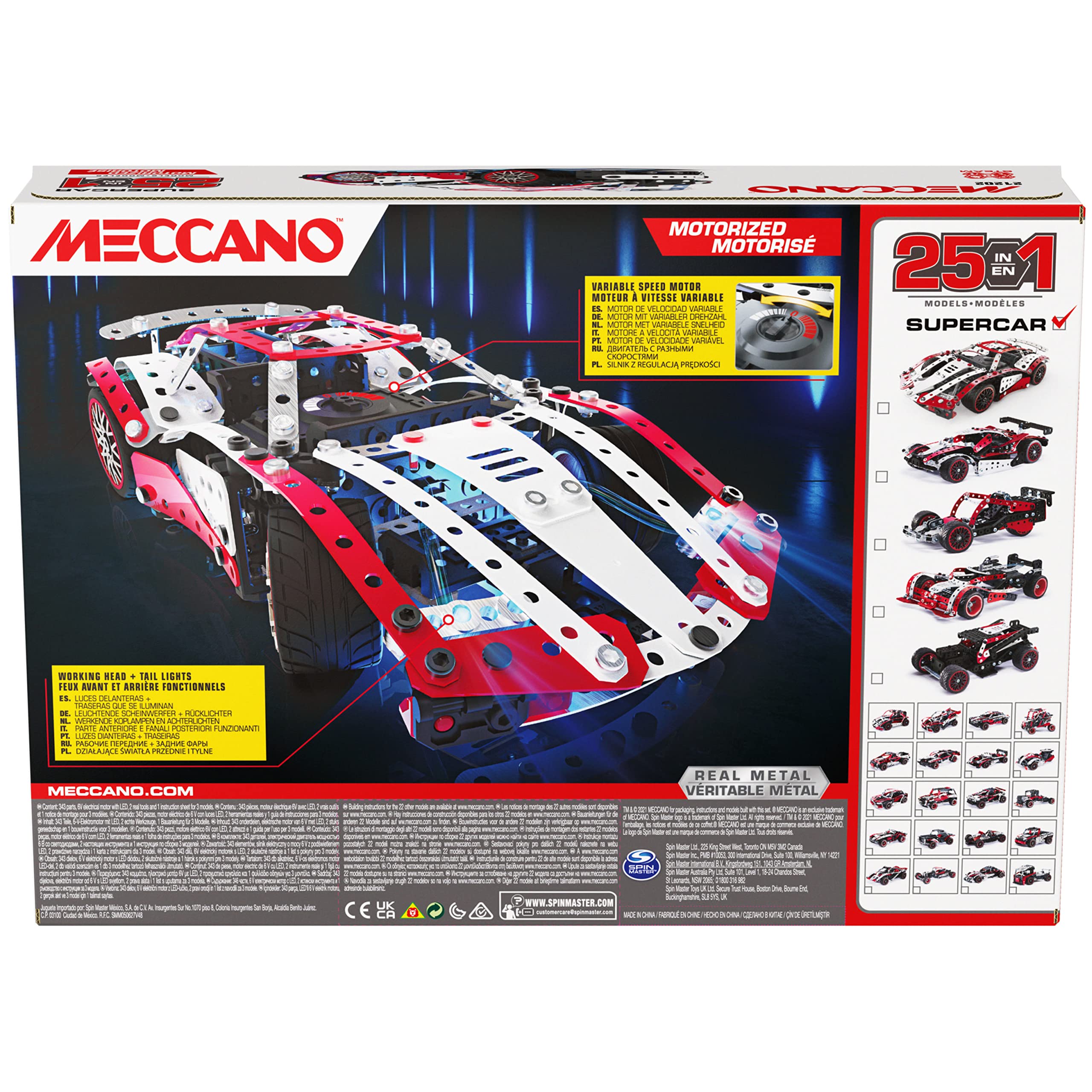 Foto 7 pulgar | Kit De Construcción Meccano Supercar Motorizado 25 En 1 Con 347 Piezas - Venta Internacional.