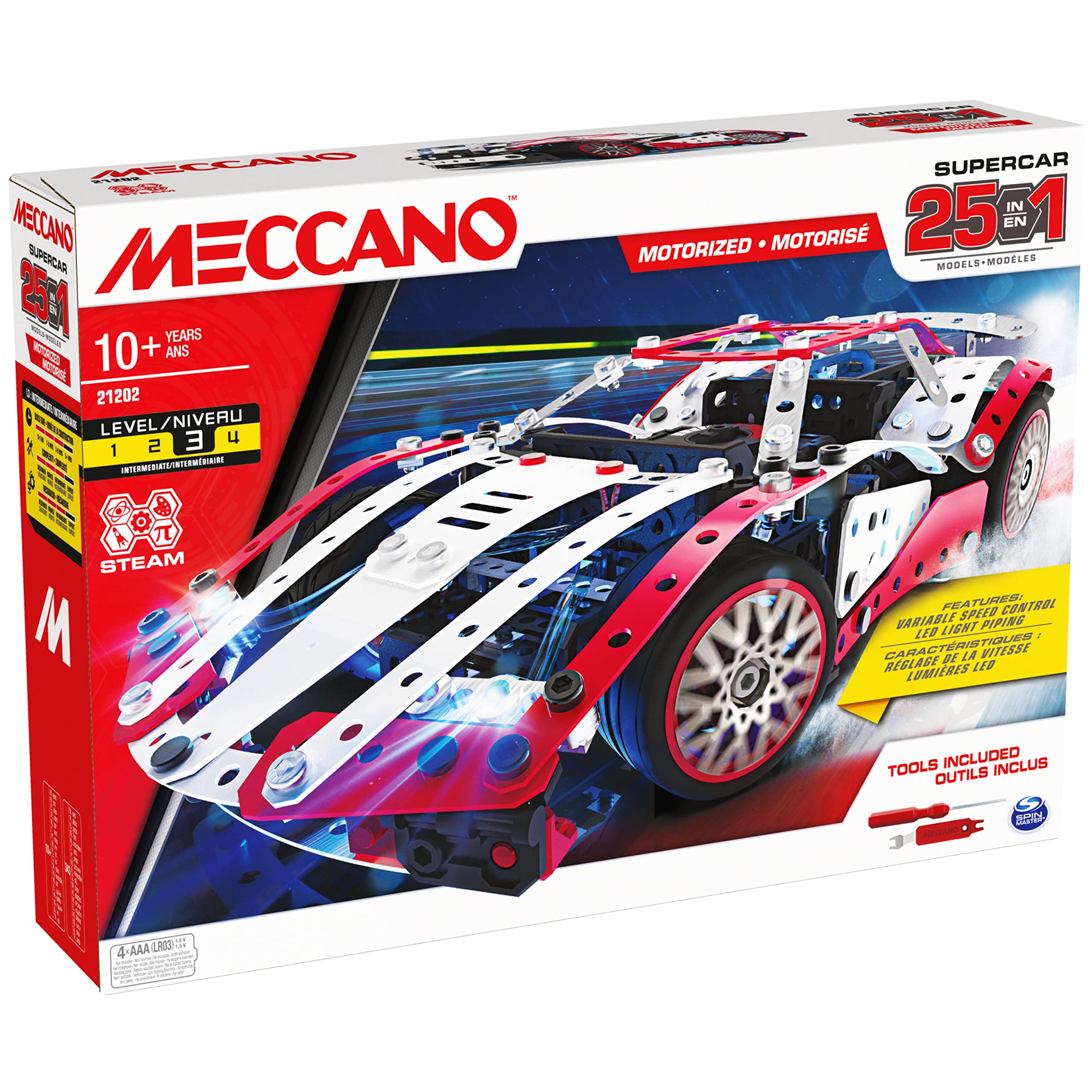 Foto 8 pulgar | Kit De Construcción Meccano Supercar Motorizado 25 En 1 Con 347 Piezas - Venta Internacional.