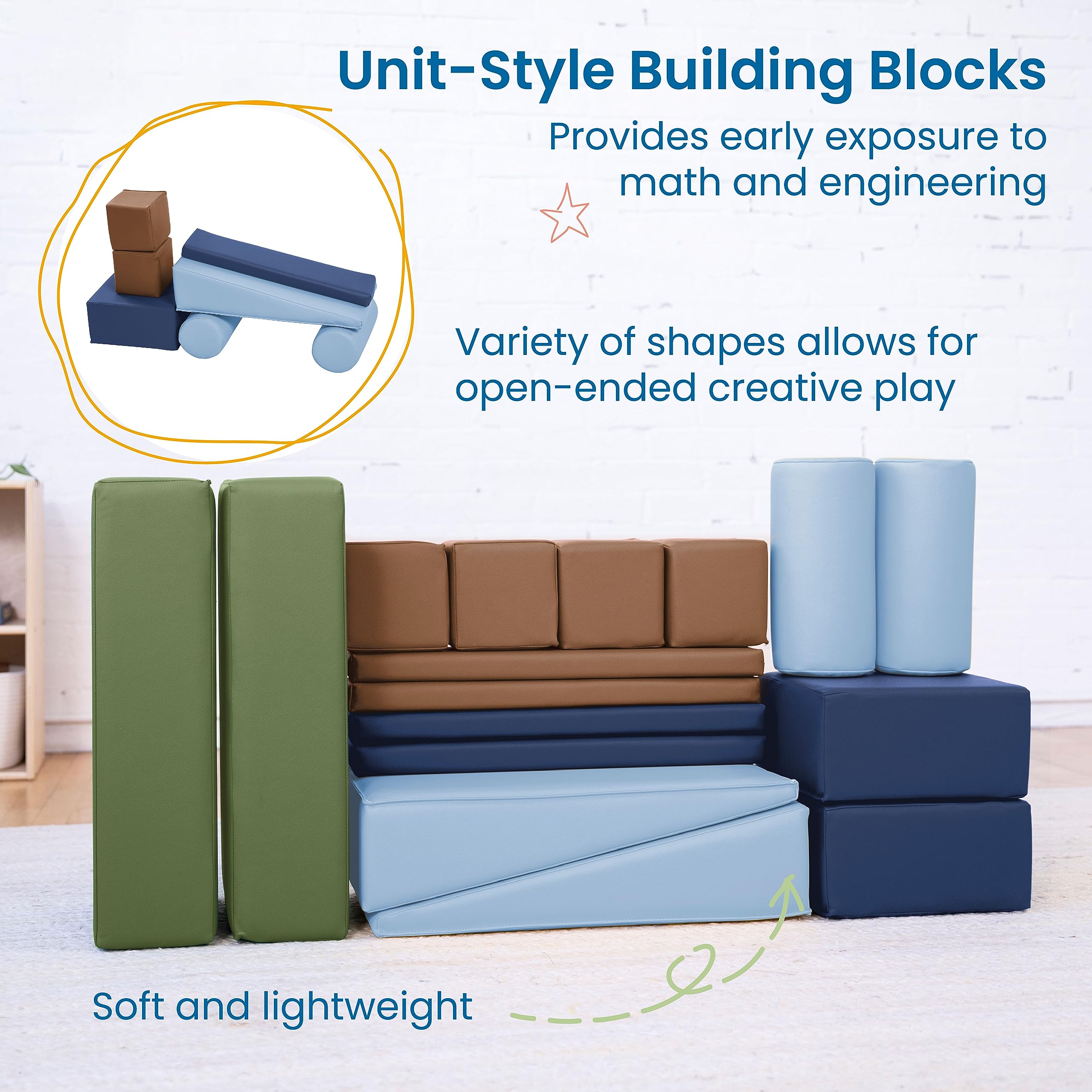 Foto 4 pulgar | Softzone Soft Builder Blocks Ecr4kids Earthtone, 16 Piezas - Venta Internacional.