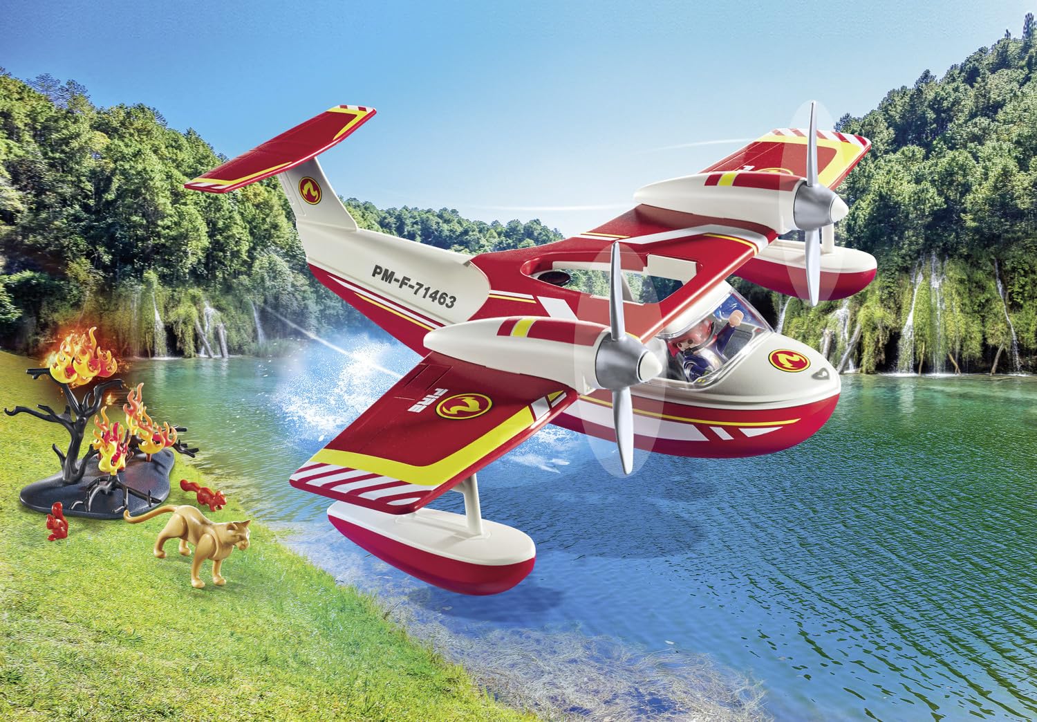 Foto 3 | Hidroavión De Extinción De Incendios De Juguete Playmobil Con Figura Y Accesorios - Venta Internacional.