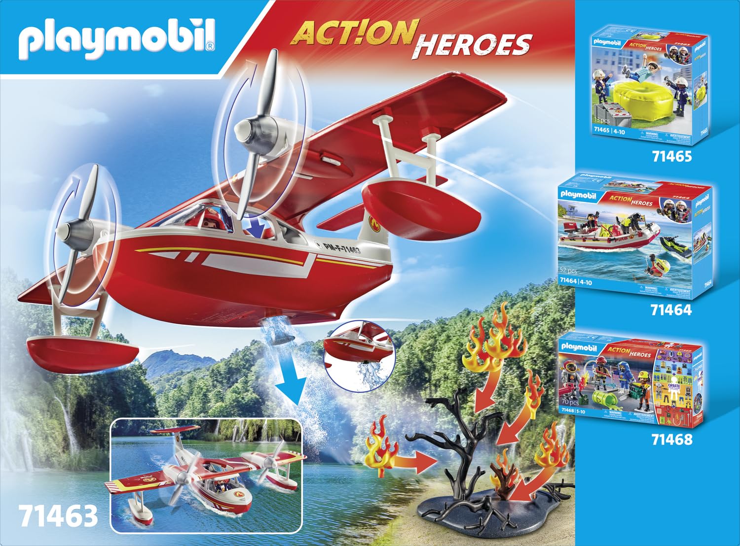 Foto 5 | Hidroavión De Extinción De Incendios De Juguete Playmobil Con Figura Y Accesorios - Venta Internacional.