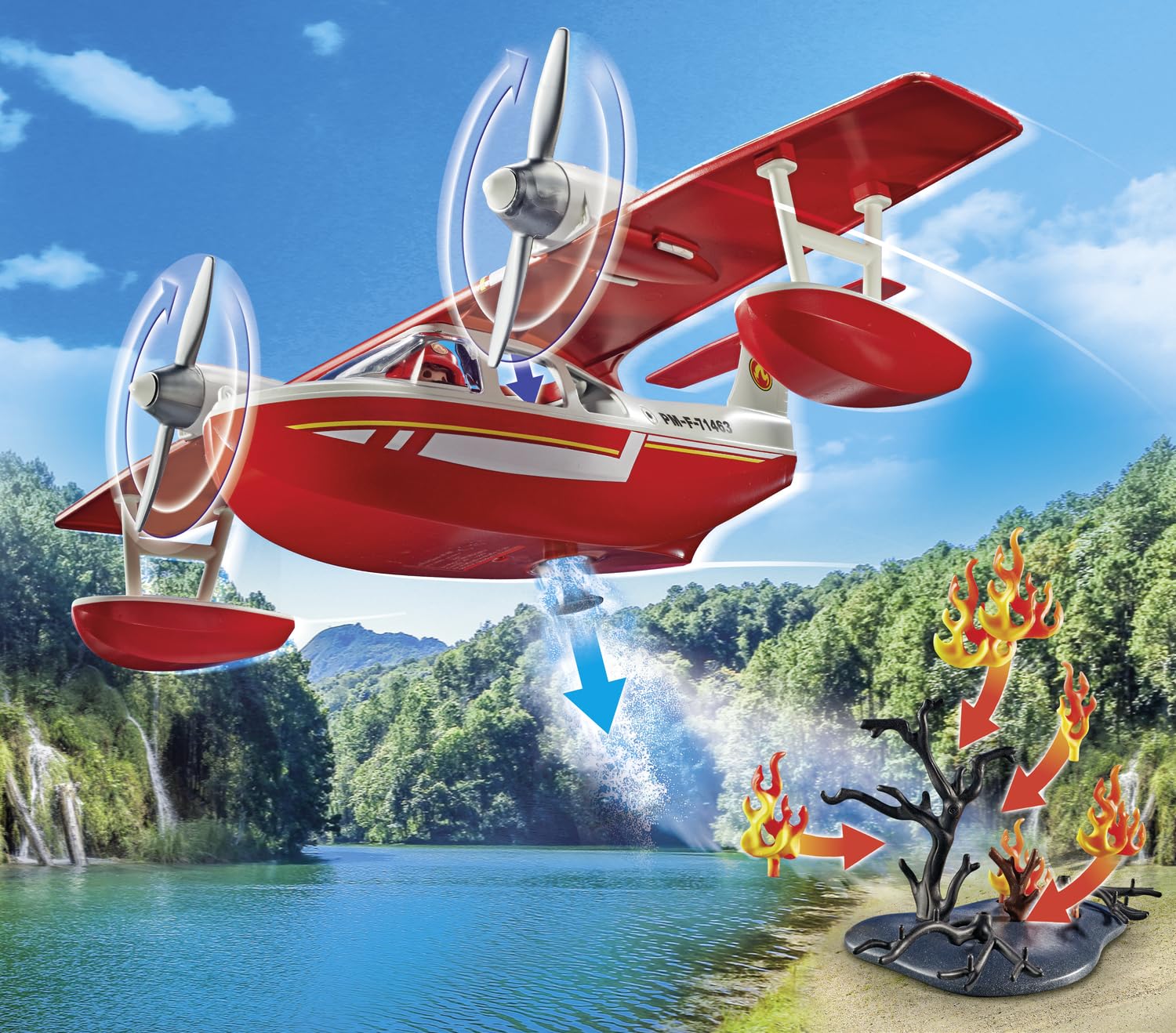 Foto 7 pulgar | Hidroavión De Extinción De Incendios De Juguete Playmobil Con Figura Y Accesorios - Venta Internacional.