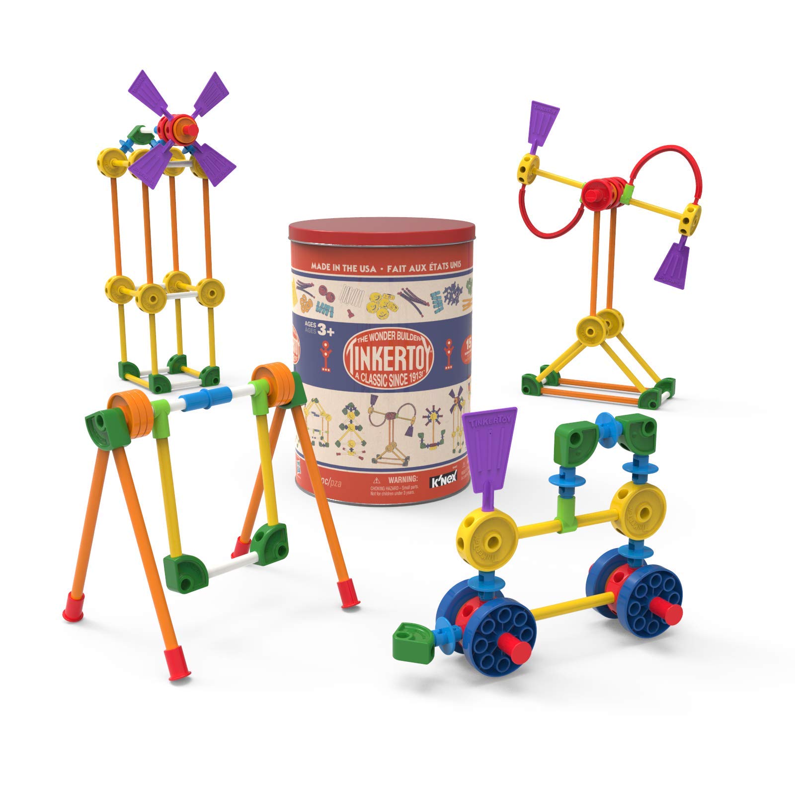 Juguete De Construcción K'nex Tinkertoy, Lata Retro, 100 Piezas, Más De 3 Años - Venta Internacional.