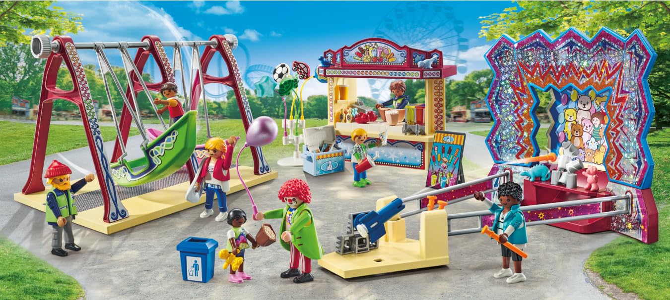 Foto 3 pulgar | Toy Playmobil Fun Fair Con 8 Figuras, Columpio Y Puesto De Aperitivos - Venta Internacional.