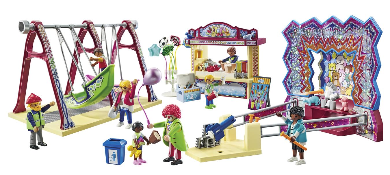 Foto 7 pulgar | Toy Playmobil Fun Fair Con 8 Figuras, Columpio Y Puesto De Aperitivos - Venta Internacional.